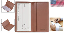 Load image into Gallery viewer, Elegant Checkbook Cover in Premium Cognac Leather - Gift-Ready Packaging