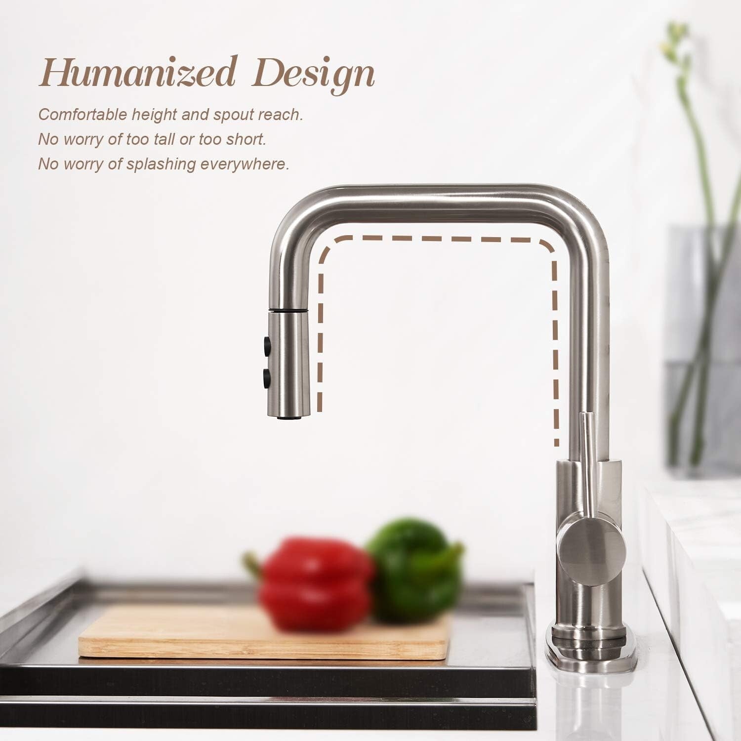 Eco-Friendly Kitchen Sink Faucet with Pull Out Sprayer & Stylish Soap Dispenser