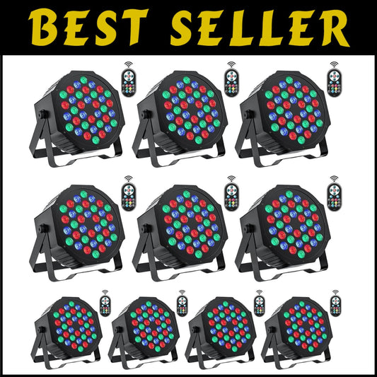 Vibrant 10 Pack 36W RGB LED Par Can Lights for DJ Party & Event Decoration