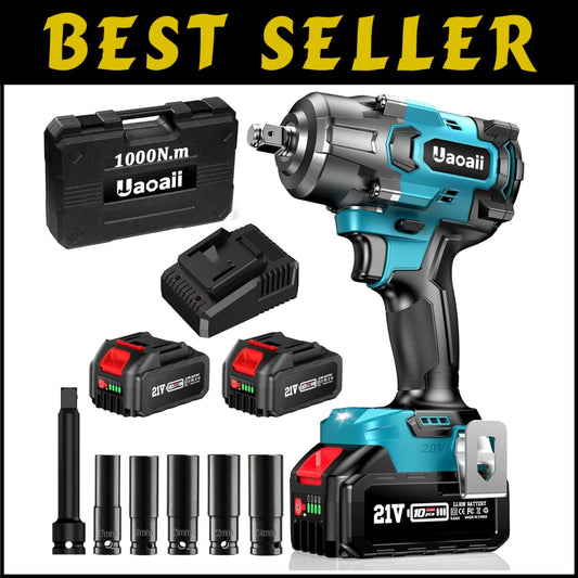 1000N.m Cordless Impact Wrench - 738ft-lbs Torque, 2x 4.0Ah Batteries Included