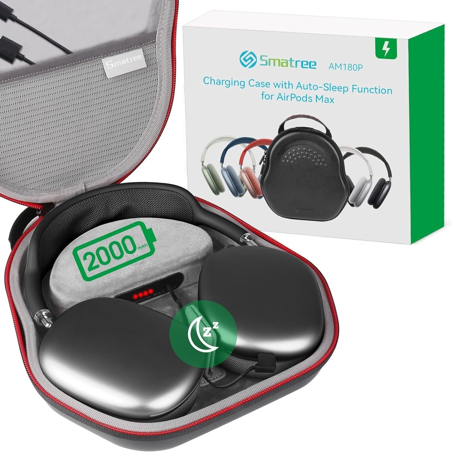 AirPods Max 2000mAh Battery Case with Sleep Mode - Perfect for Travel & Charging