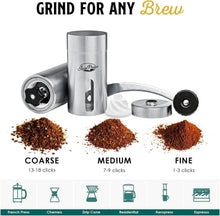 Load image into Gallery viewer, Precision Manual Coffee Grinder - Stainless Steel, 18 Settings for Perfect Brews
