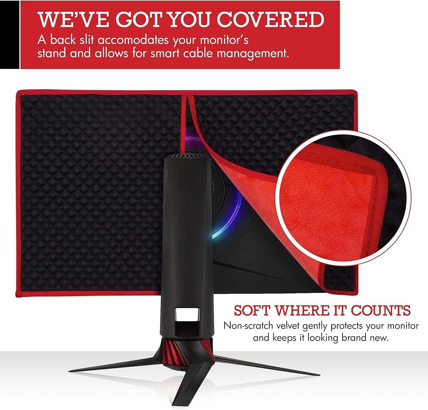 Stylish Red & Black 27-Inch Monitor Cover - Ultimate Protection for Gamers