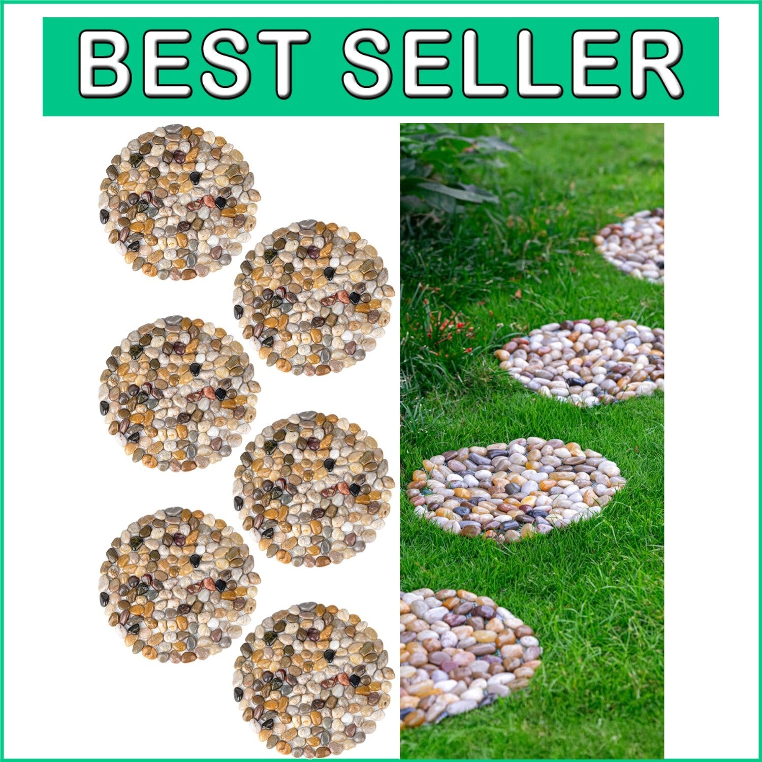 12-Inch Polished River Rock Garden Stepping Stones - Versatile Outdoor Decor