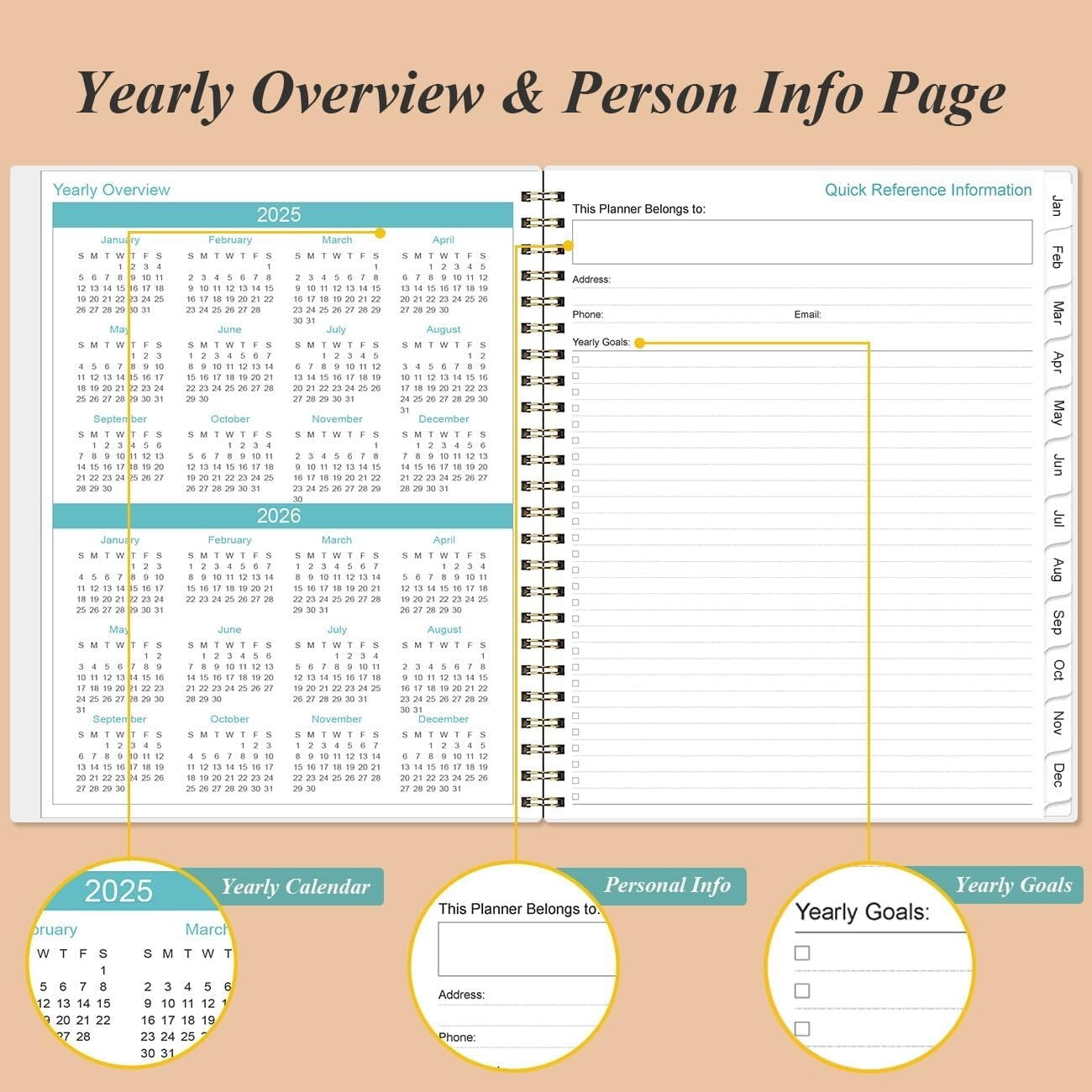2025 Daily & Monthly Planner with Flexible Cover - One Page Per Day, 8.5" x 11"