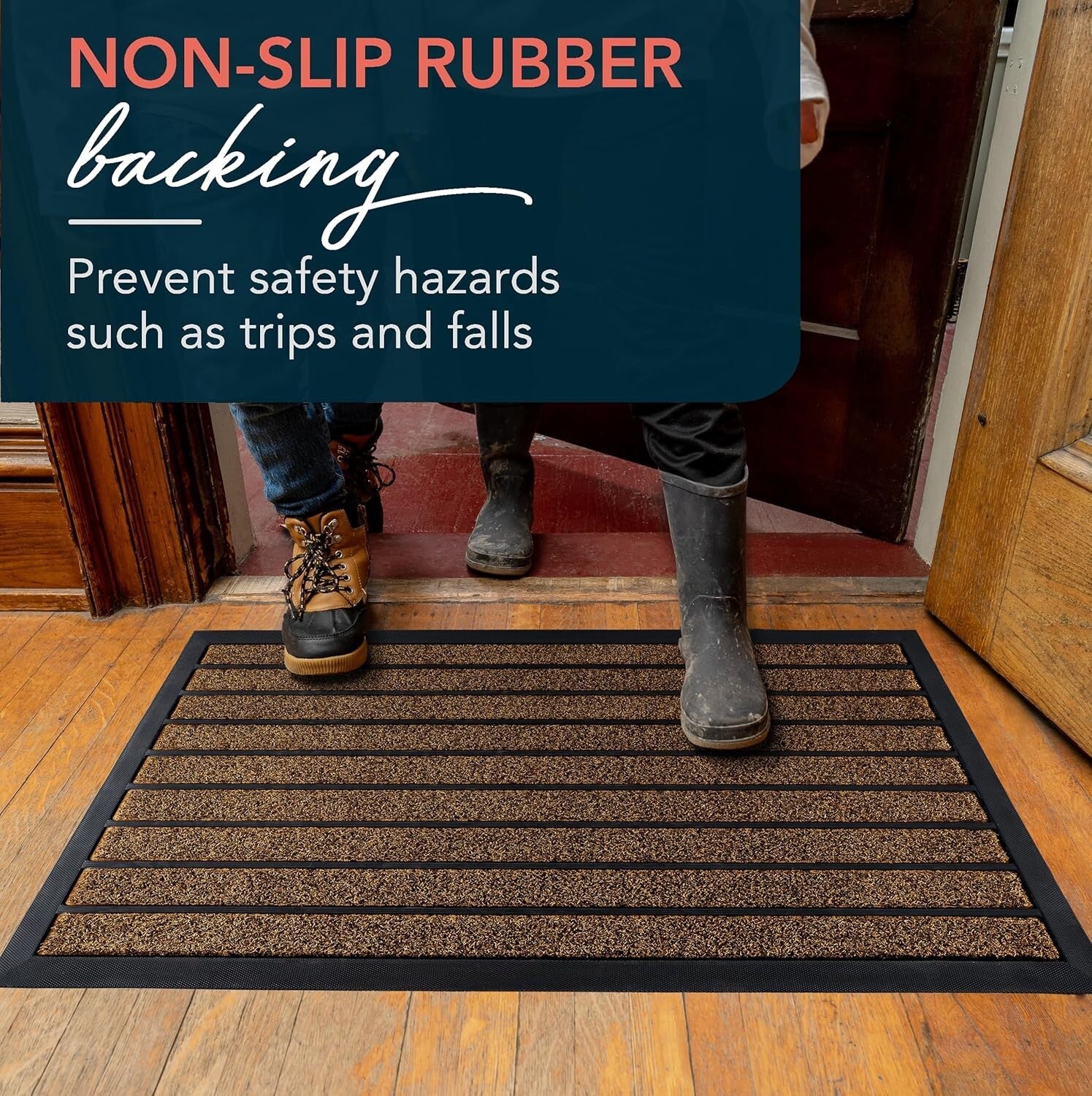 Moisture Resistant & Easy-Clean 32" x 20" Outdoor Entrance Mat – Modern Striped