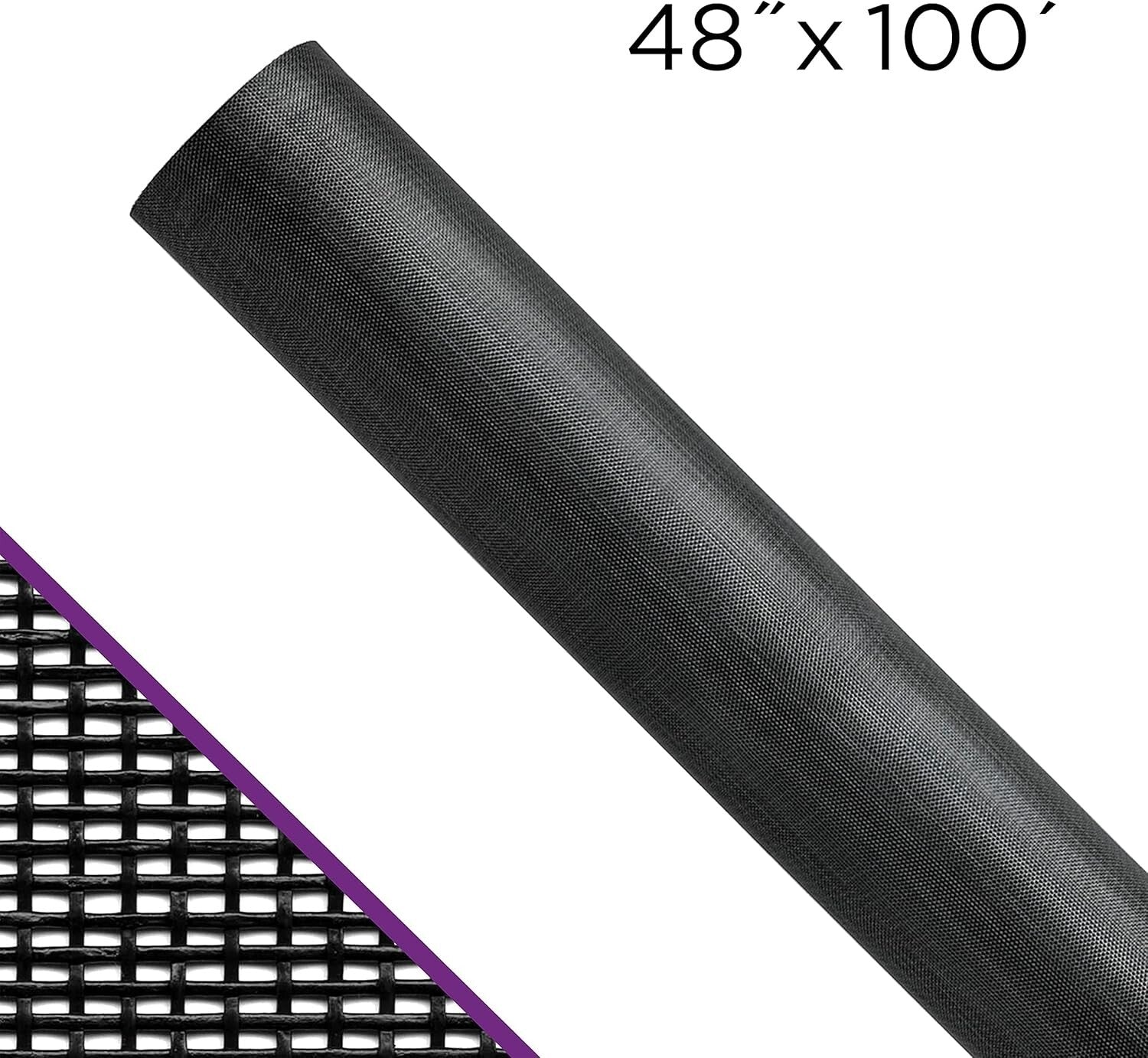 Saint-Gobain 48" x 100' Heavy-Duty Pet Screen - Flame Resistant & Tear Proof