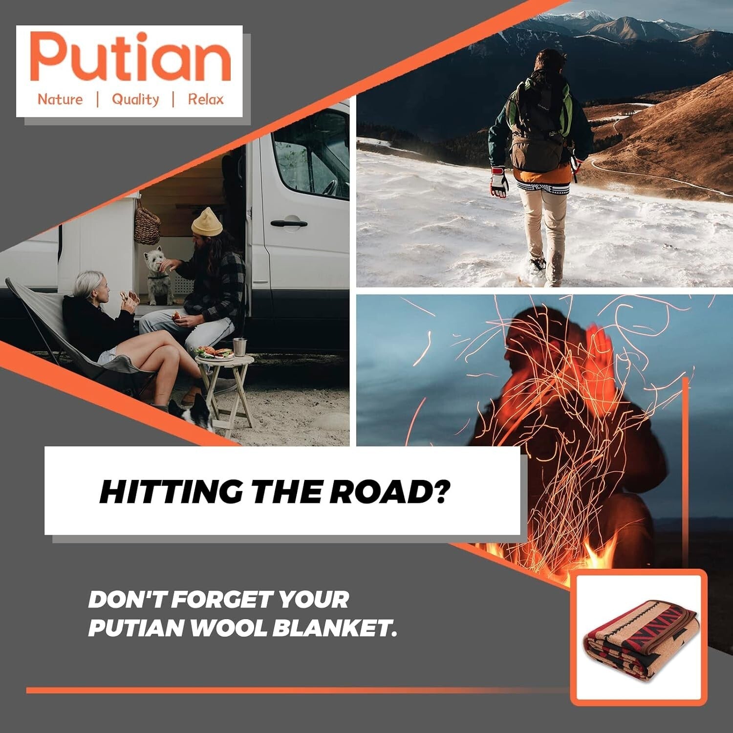 Versatile Merino Wool Outdoor Blanket - 87"x63" for Emergencies & Comfort