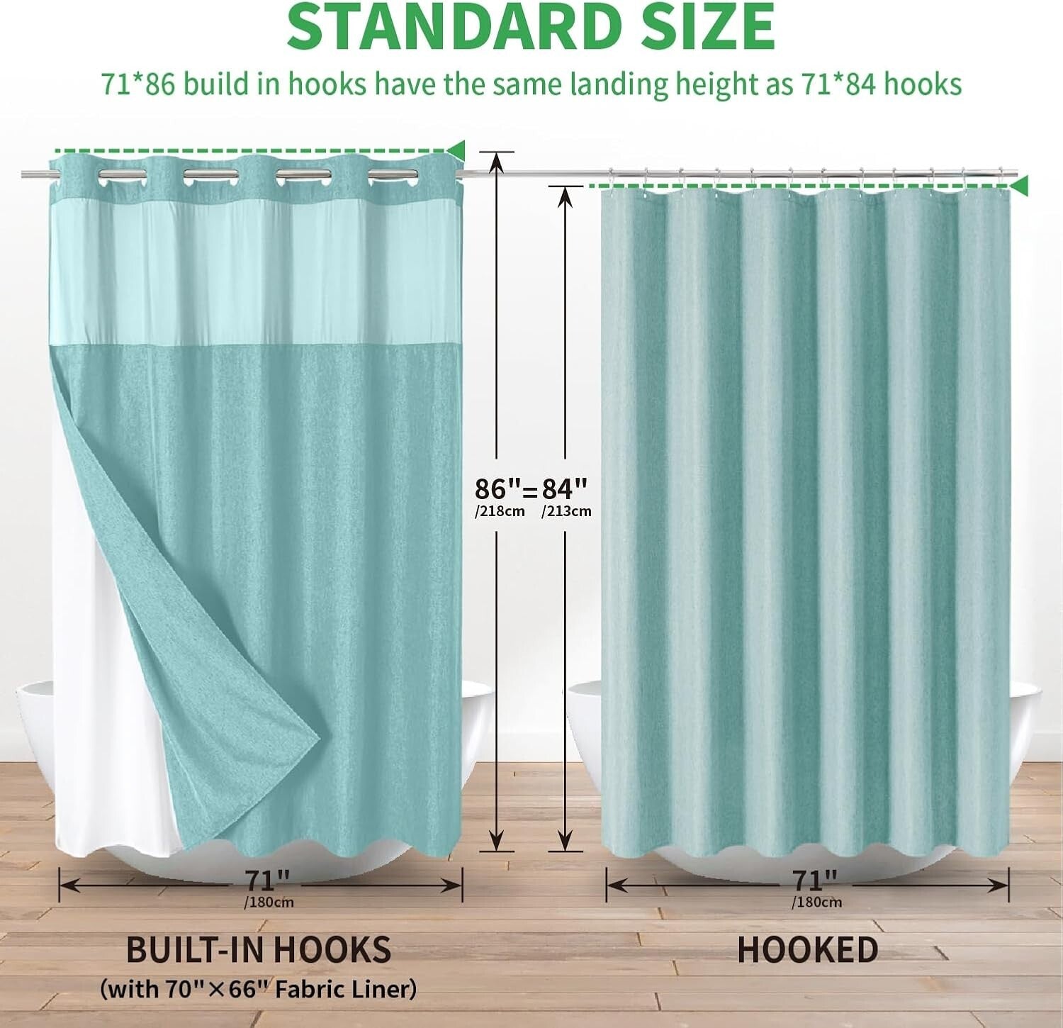Shop Machine-Washable Linen Style Shower Curtain with Detachable Liner - 71"x86"