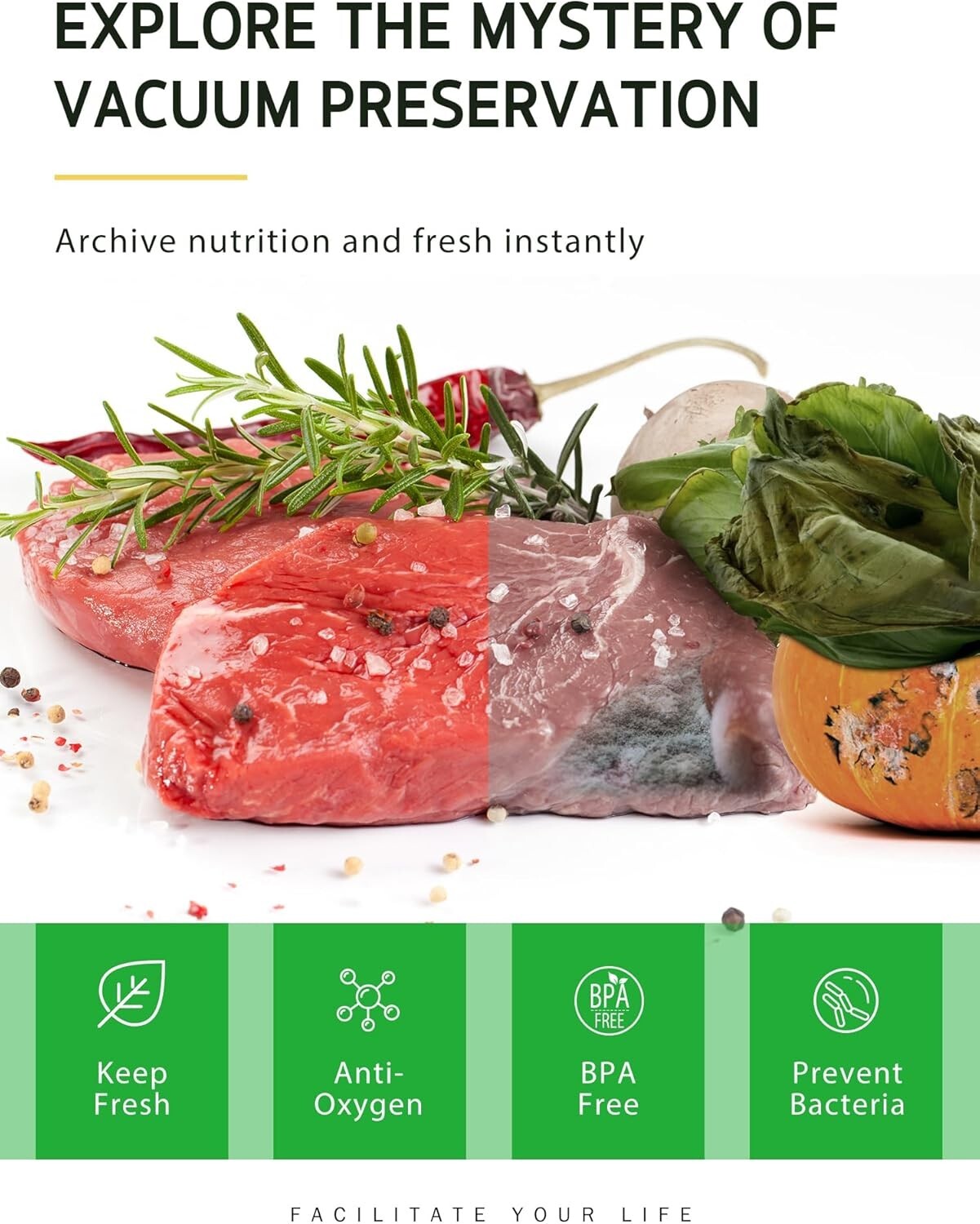 Versatile 10 Pack BPA-Free Vacuum Sealer Bags, Perfect for Meal Prep & Sous Vide