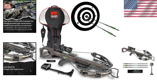 Lethal 405 FPS Crossbow Bundle with Case & 100-Grain Broadheads - Ambidextrous