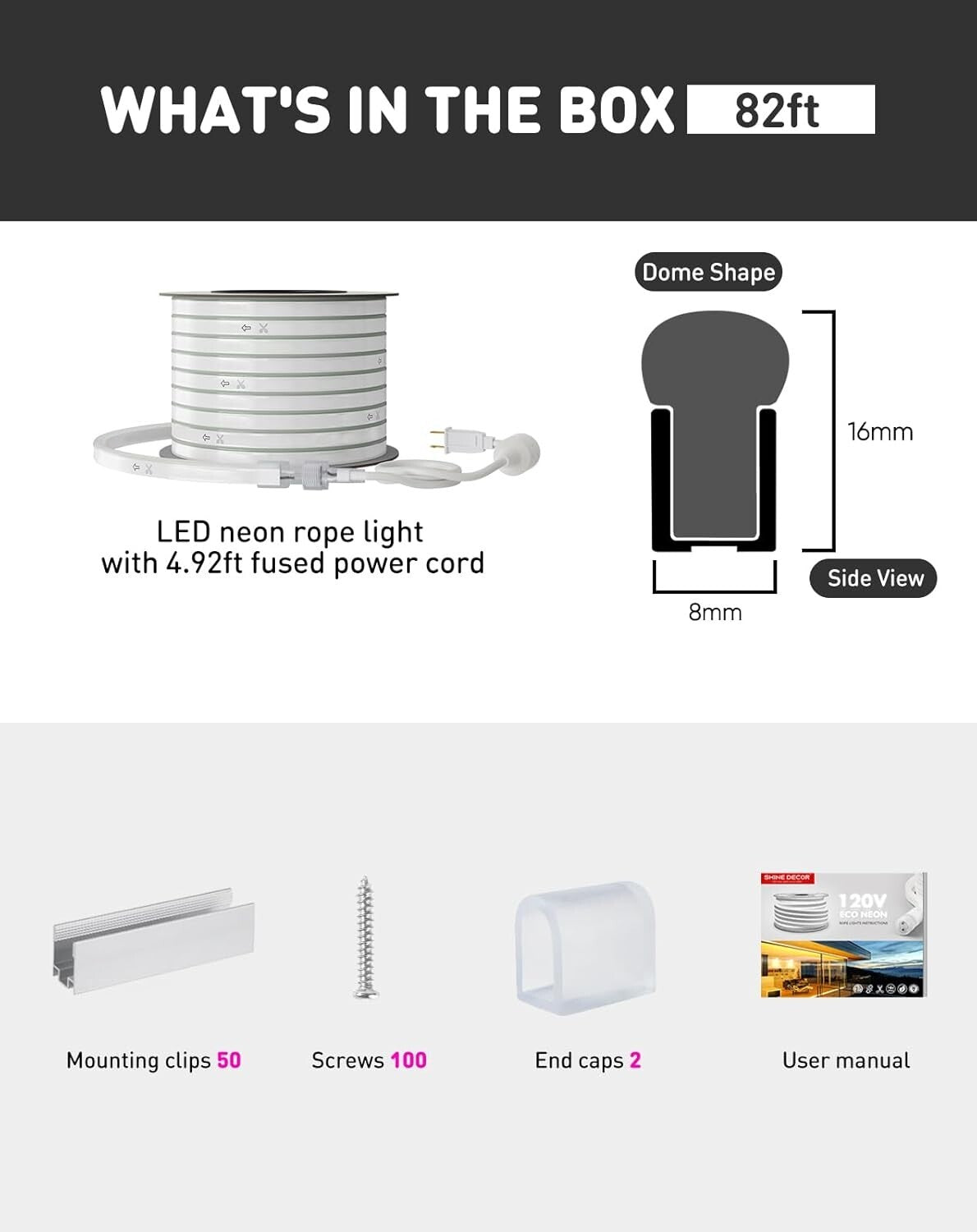 Bright 82FT LED Rope Lights, Connectable & IP65 Certified for Indoor/Outdoor Use