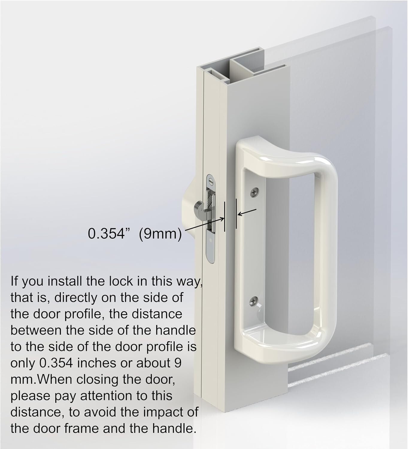 Elegant White Patio Door Handle Set with Cylinder Lock for Stylish Homes