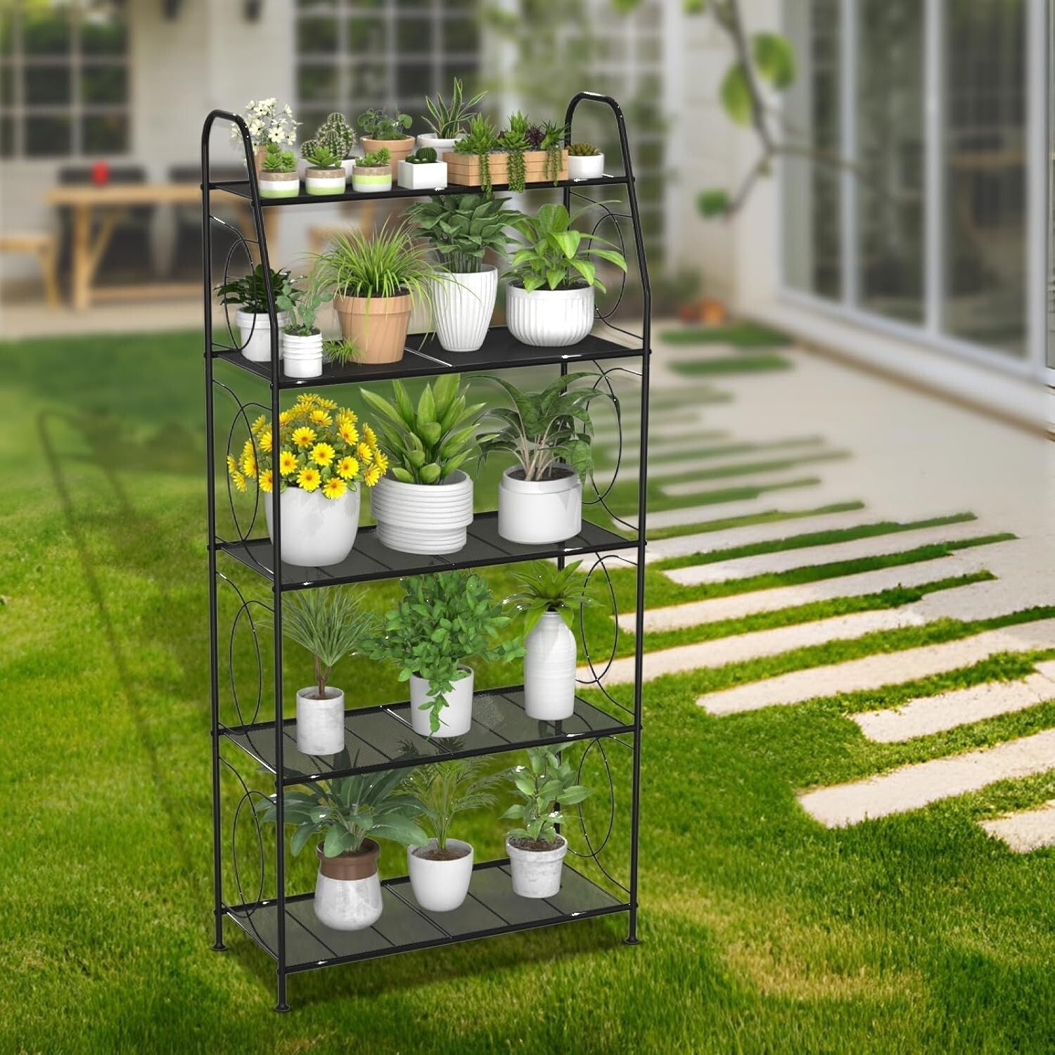 Durable 5-Tier Plant Shelf with Elegant Design - Perfect for Home and Garden