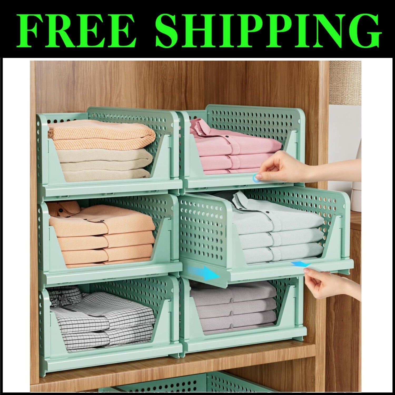 Durable Green 5-Pack Closet Organizer Bins: Easy Install, Happy Organizing!