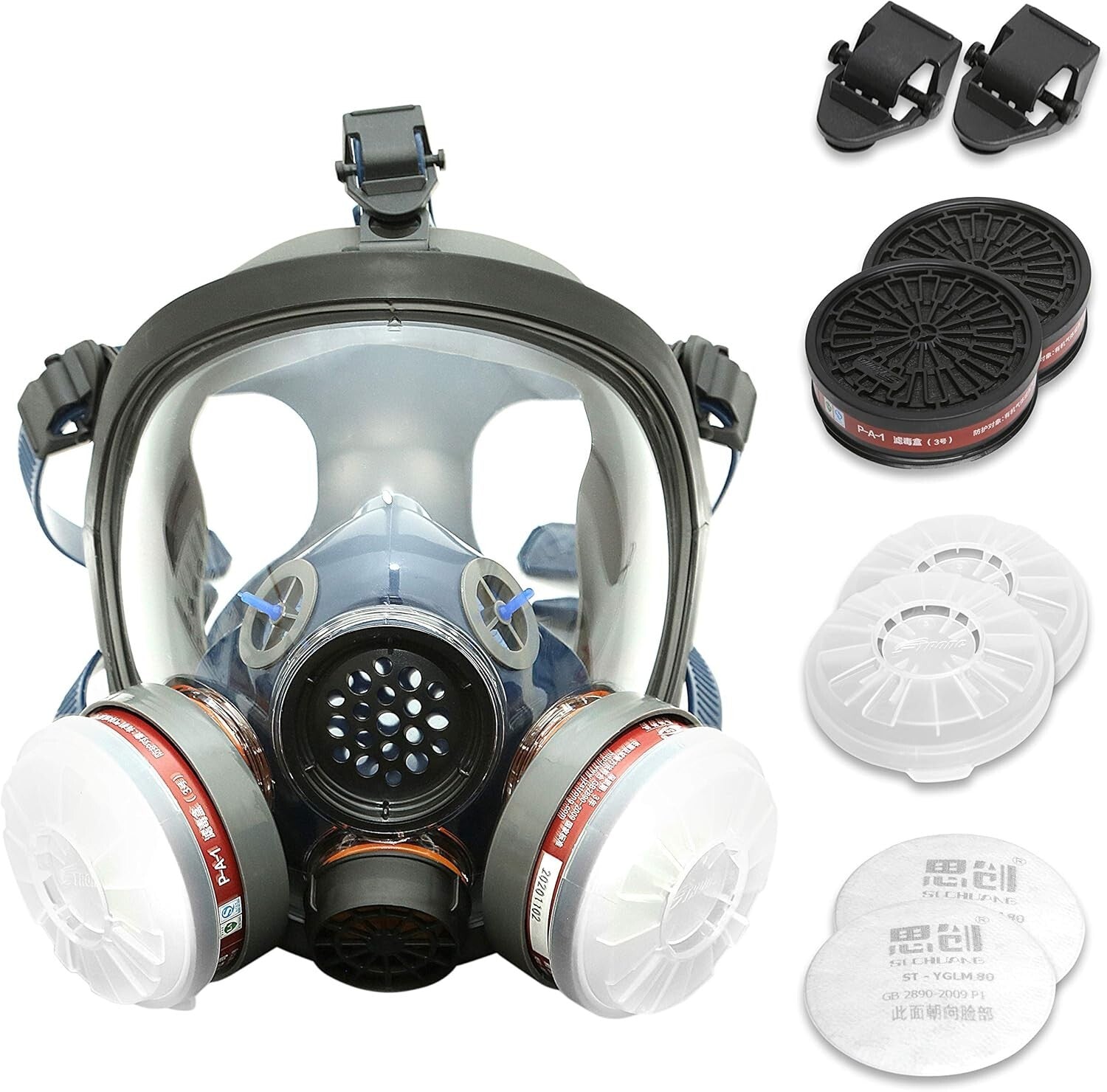 Full Face Organic Vapor Respirator with Anti-Fog Lens - Heavy Duty Protection