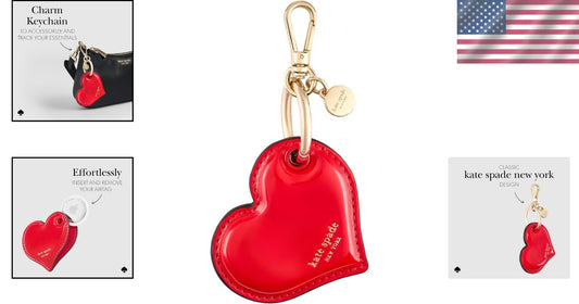 Elegant Classic Red Heart AirTag Keychain with Gold Clip - Lightweight and Chic