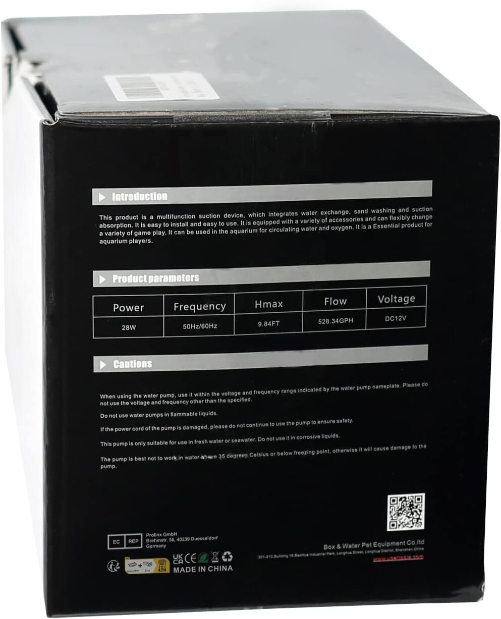 6-in-1 Electric Aquarium Cleaner: 12V, 28W Gravel Vacuum for 10-200 Gallon Tanks