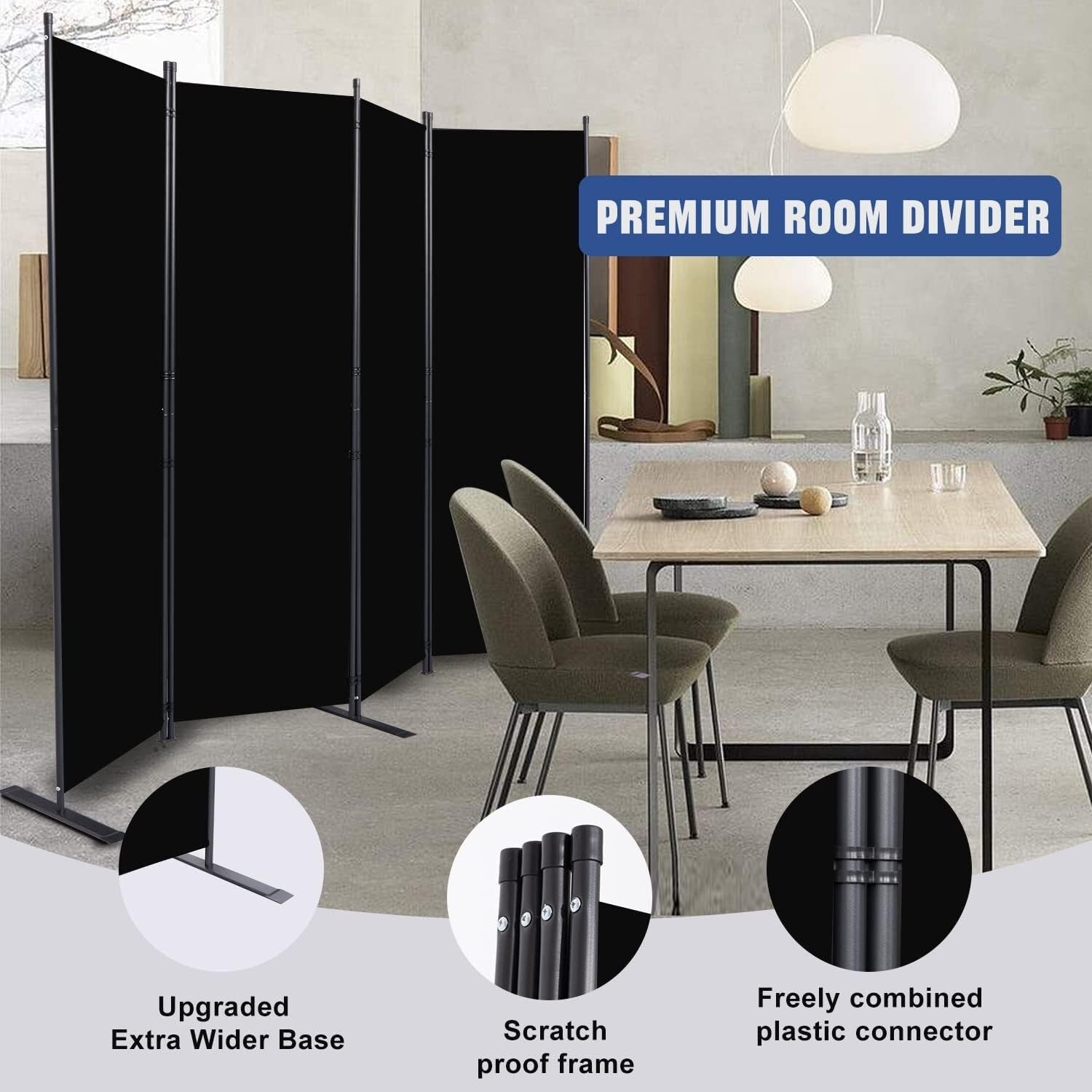 Adjustable 88-Inch Portable Room Divider with 4 Panels for Added Privacy