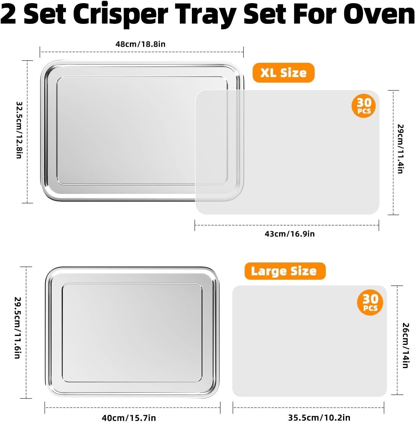 Dual-Sized Air Fryer Basket and Tray Set - Dishwasher Safe & Mess-Free Cooking