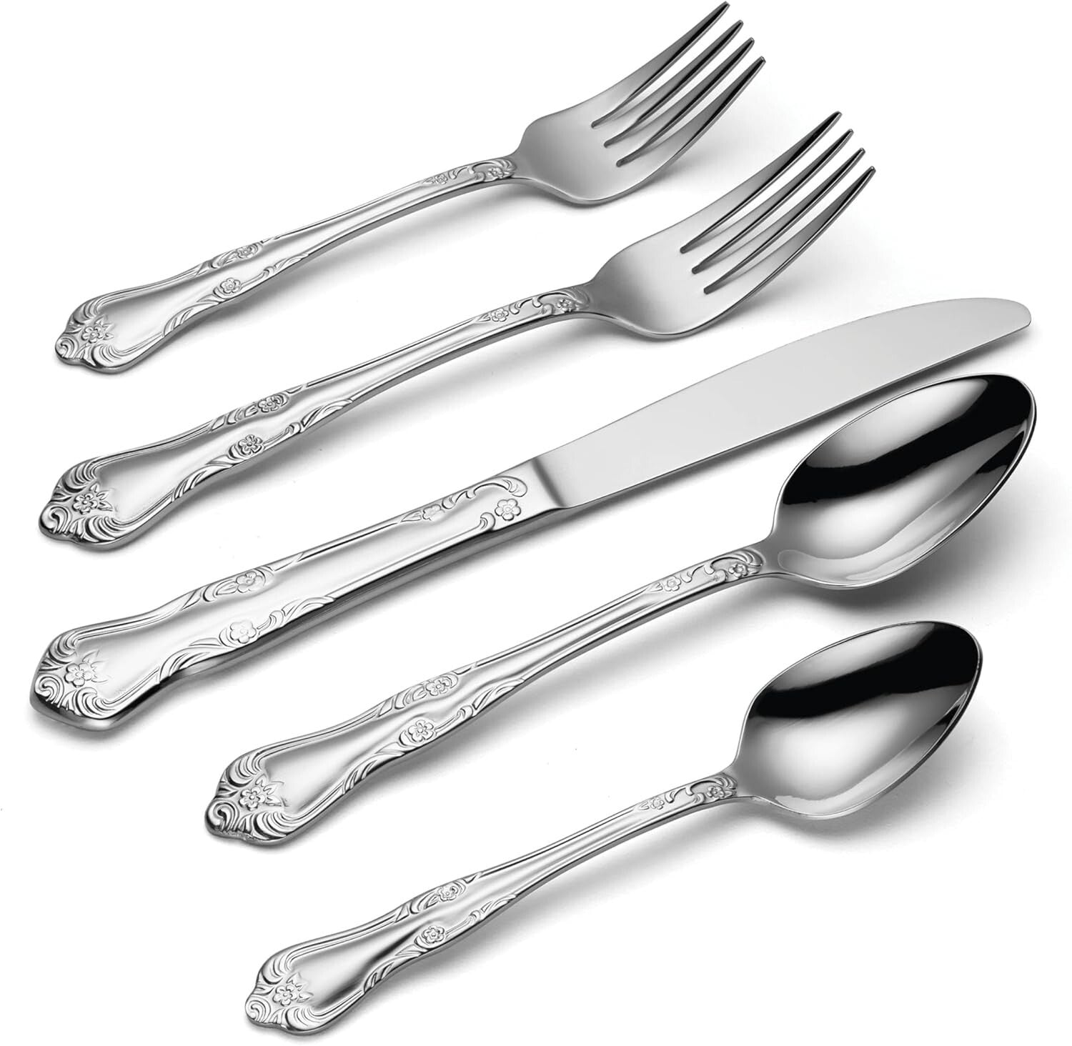 Durable 20 Piece Silver Flatware Set - Dishwasher Safe for Everyday Use