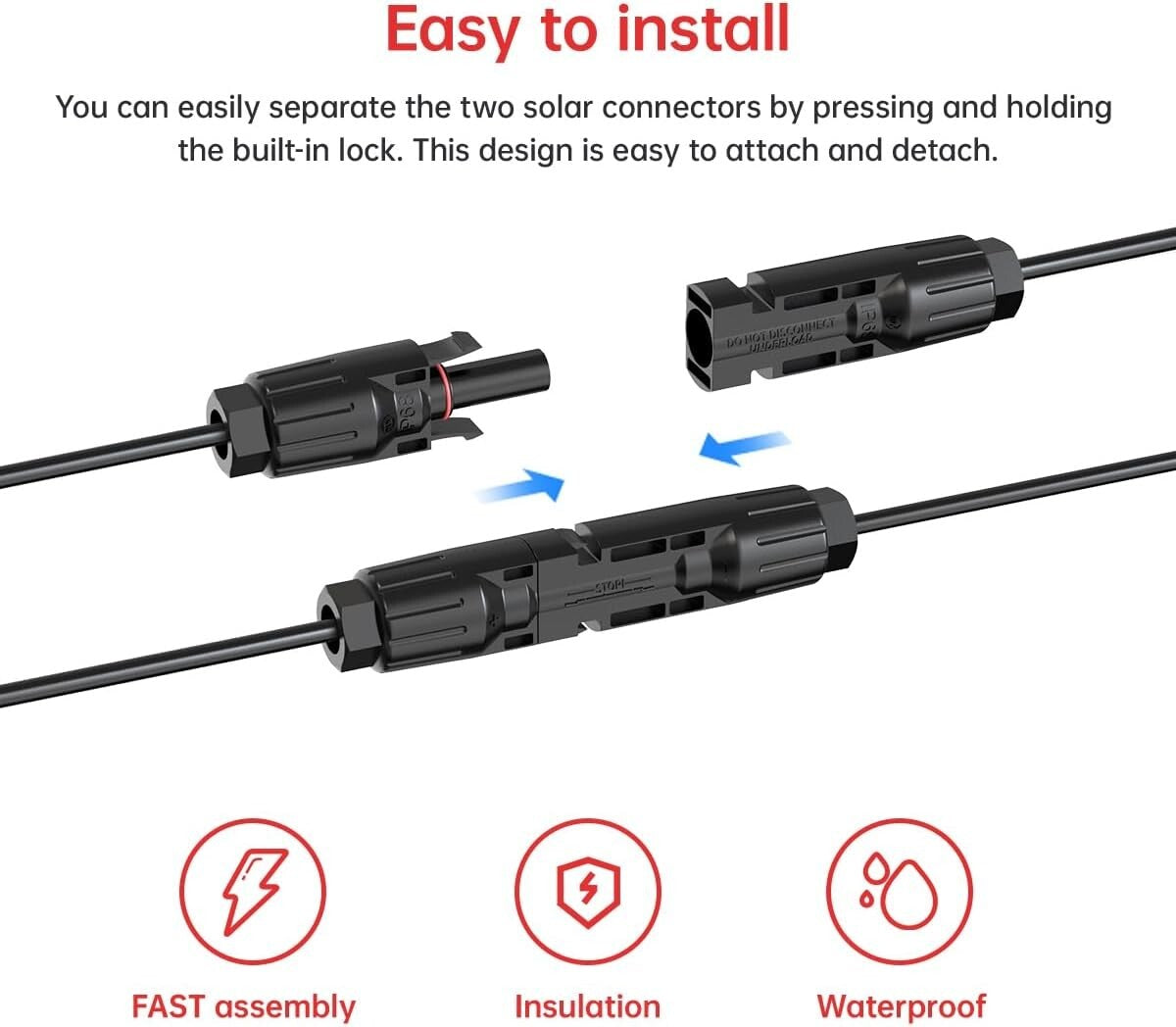 Durable 100FT XT60 to XT60 Solar Panel Connector Cable - High Conductivity