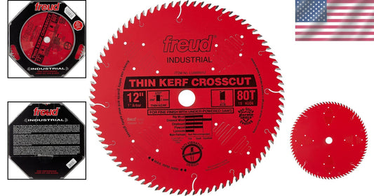 Professional 12-Inch Thin Kerf Saw Blade - 80 Teeth with Non-Stick Finish