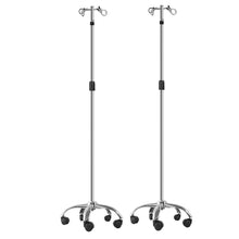 Load image into Gallery viewer, Stainless Steel IV Stands with Mobile Casters &amp; Hooks - 2 Pack for Convenience
