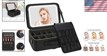 Load image into Gallery viewer, LED Makeup Bag with Adjustable Compartments &amp; Brush Holder - Travel Organizer