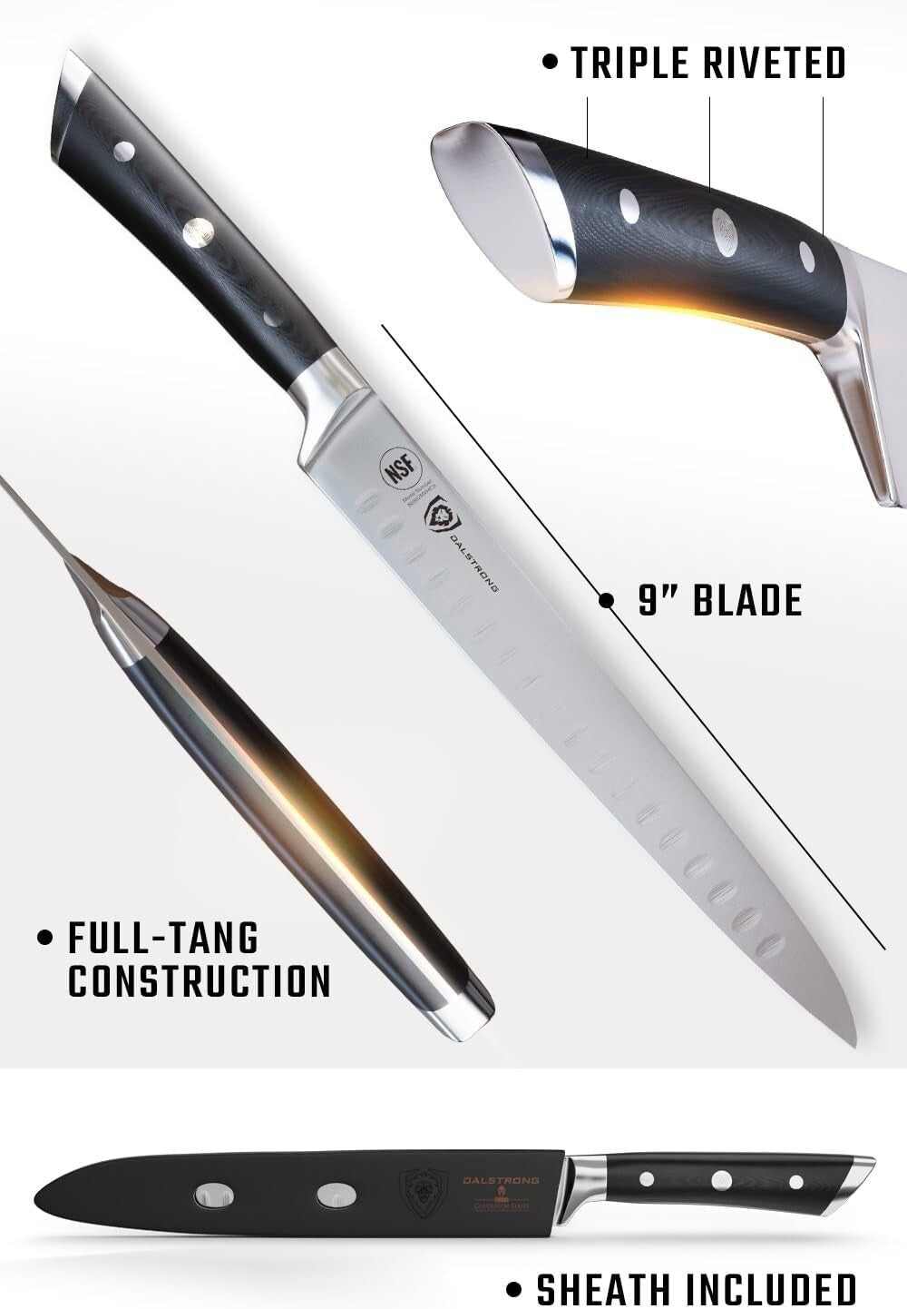 High-Carbon German Steel 9" Carving Knife & 8" Honing Rod Set - Luxurious Finish