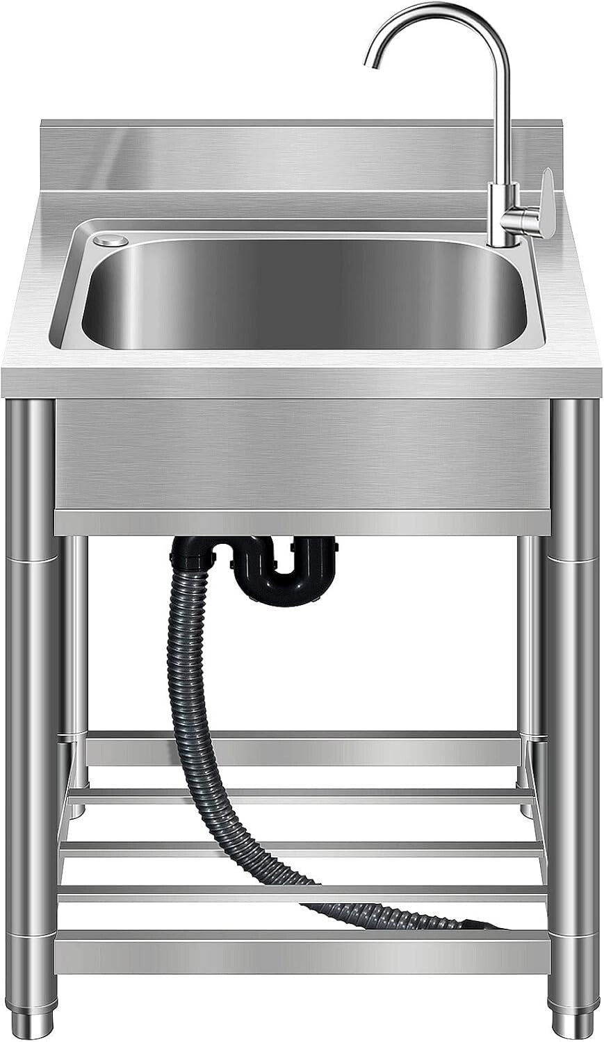 All-in-One 22in Stainless Steel Kitchen Sink Set with Integrated Storage Shelves