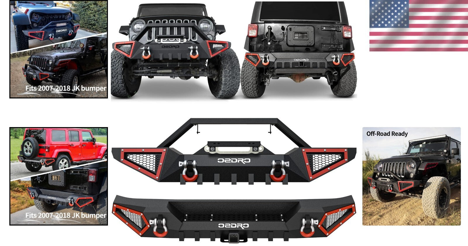 Full Width Bumper for 2007-2018 Jeep Wrangler JK/JKU - Tough Off-Road Design