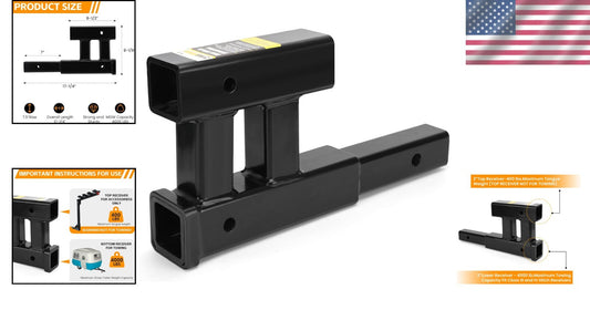 4000lbs Dual Hitch Extension - 2 Inch Receiver Adapter with Adjustable Rise/Drop