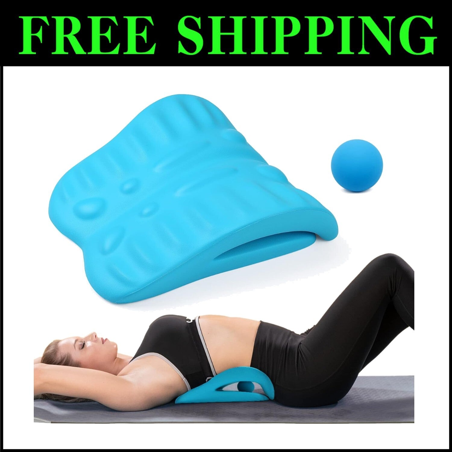 C-Shaped Back Stretching Cushion with Massage for Sciatica and Stenosis Relief