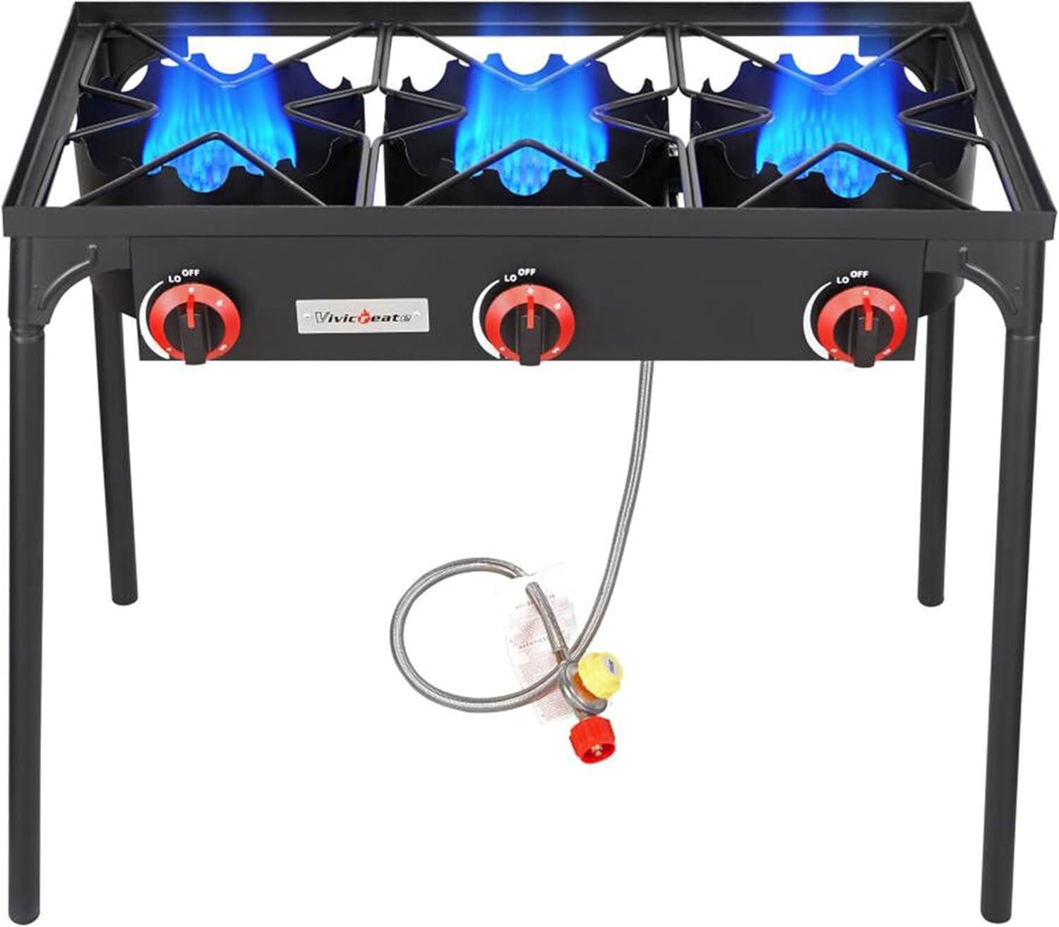 Durable 3 Burner Propane Gas Stove with Removable Legs for Easy Transportation