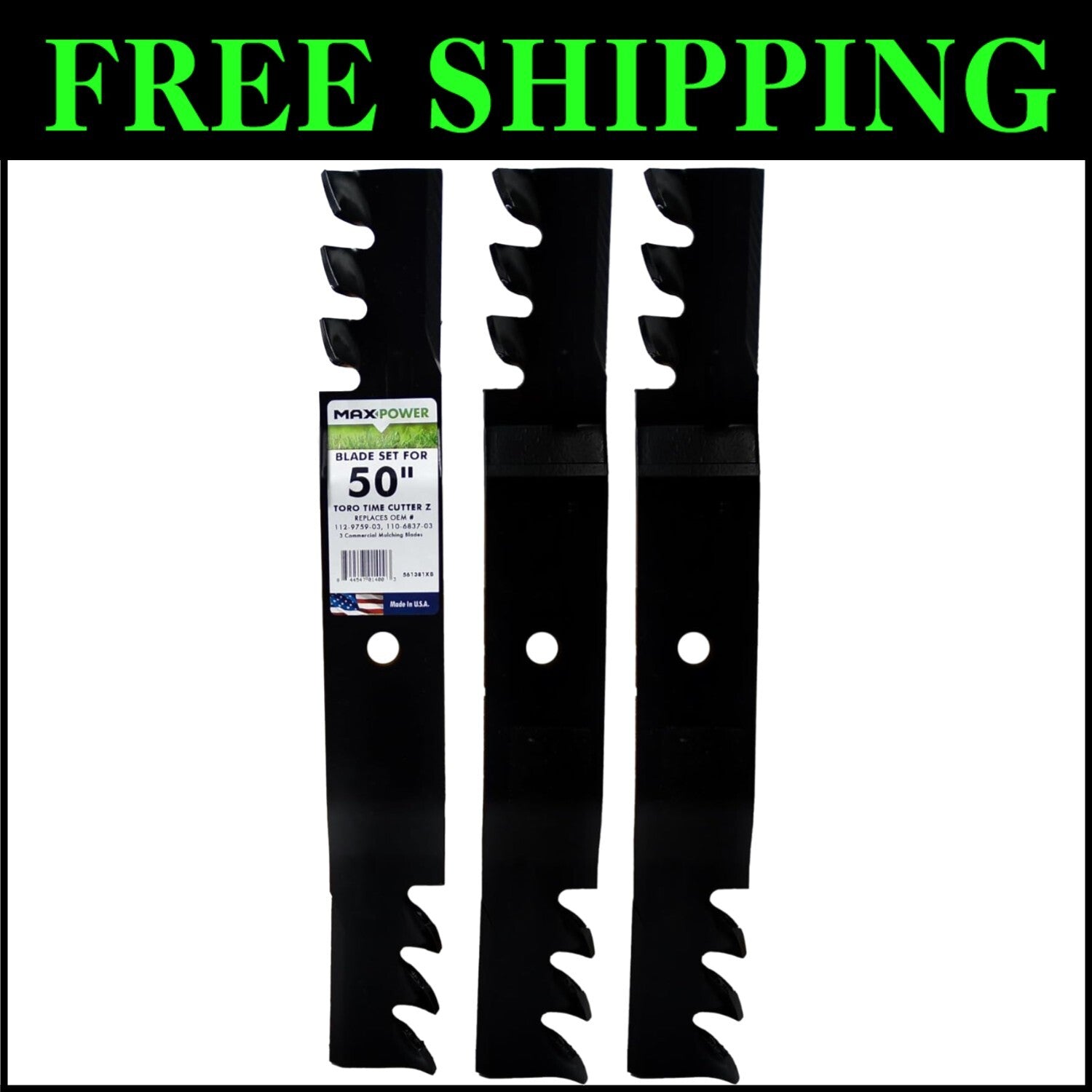 Precision 3 Piece Mulching Blade Set for Toro TimeCutter Z - Fit 50 in. Mowers