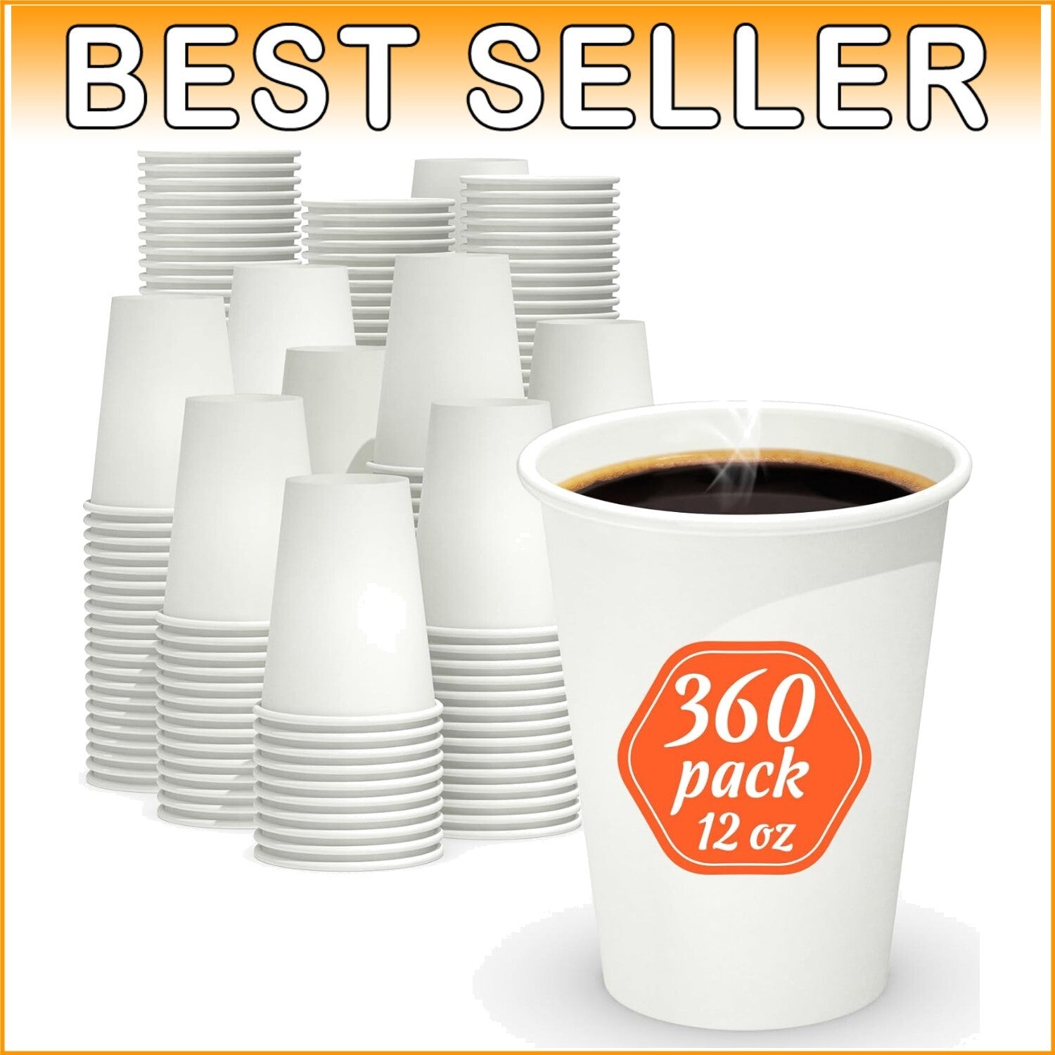 Food Safe 12 oz Disposable White Paper Cups - Perfect for Hot & Cold Drinks