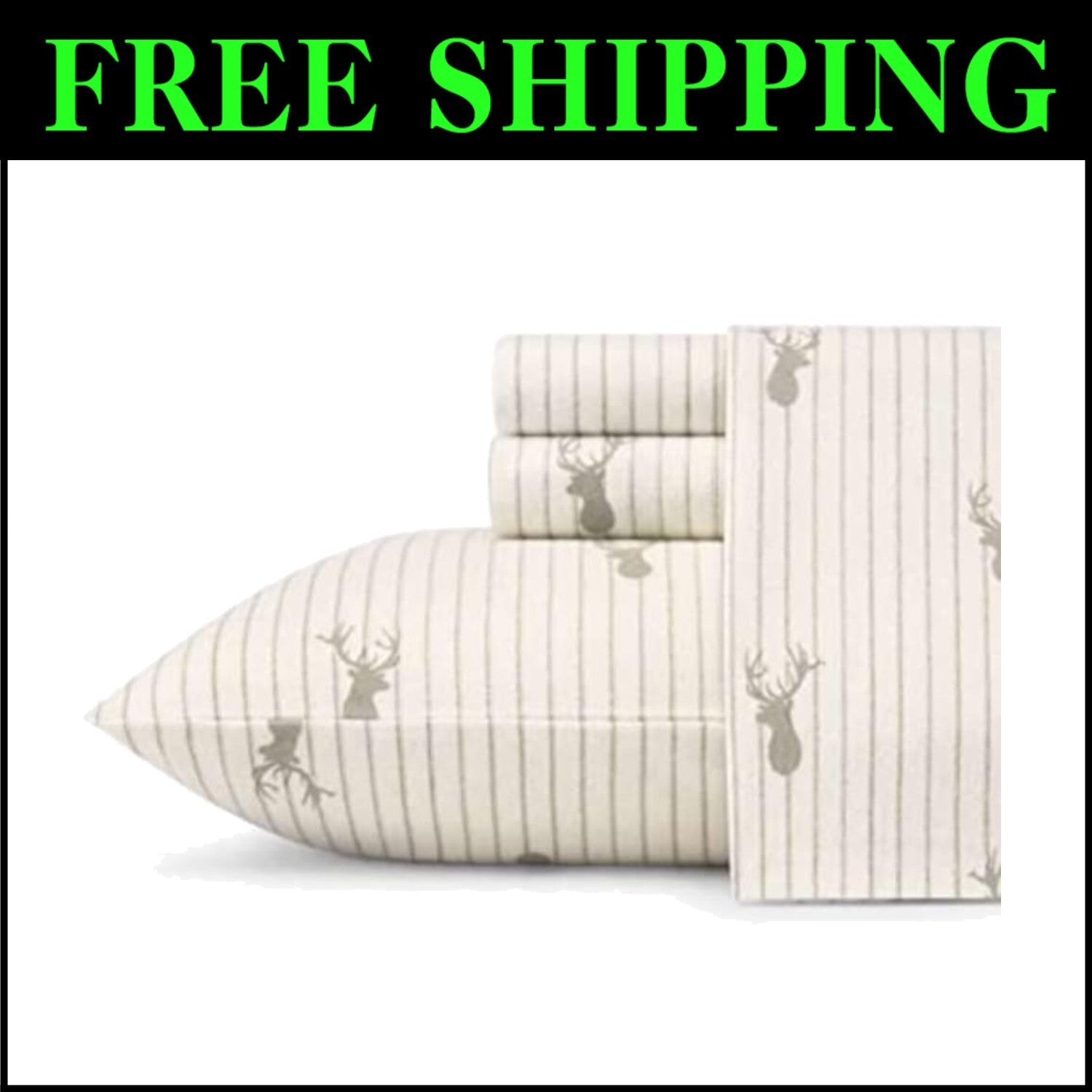 Breathable Cotton King Sheet Set with Charming Flannel Print - Giftable Luxury