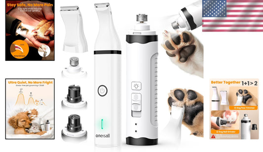 Whisper-Quiet Dog Nail Grinder Kit with 2 LED Lights for Comfortable Grooming