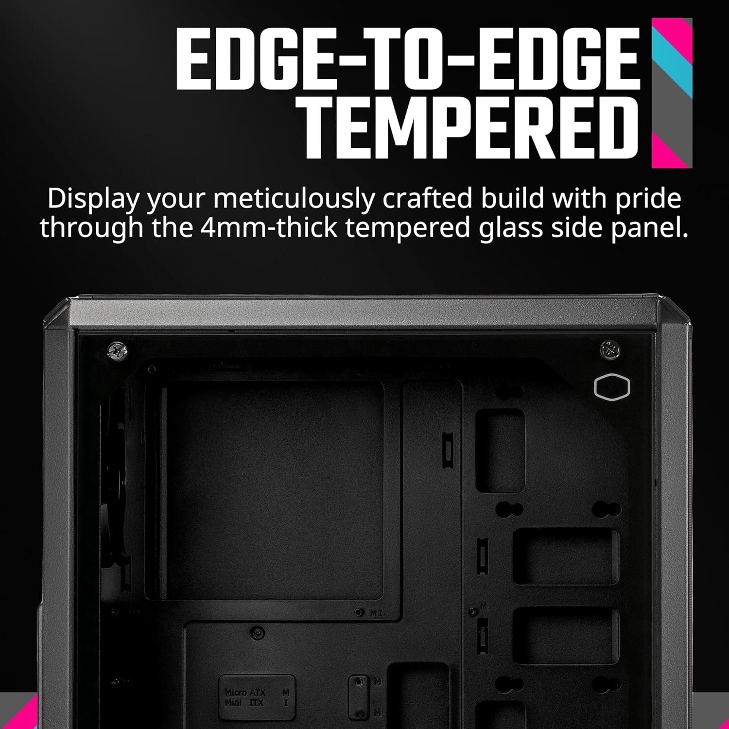 Versatile Micro-ATX Case with Edge-to-Edge Glass & Efficient Cable Management