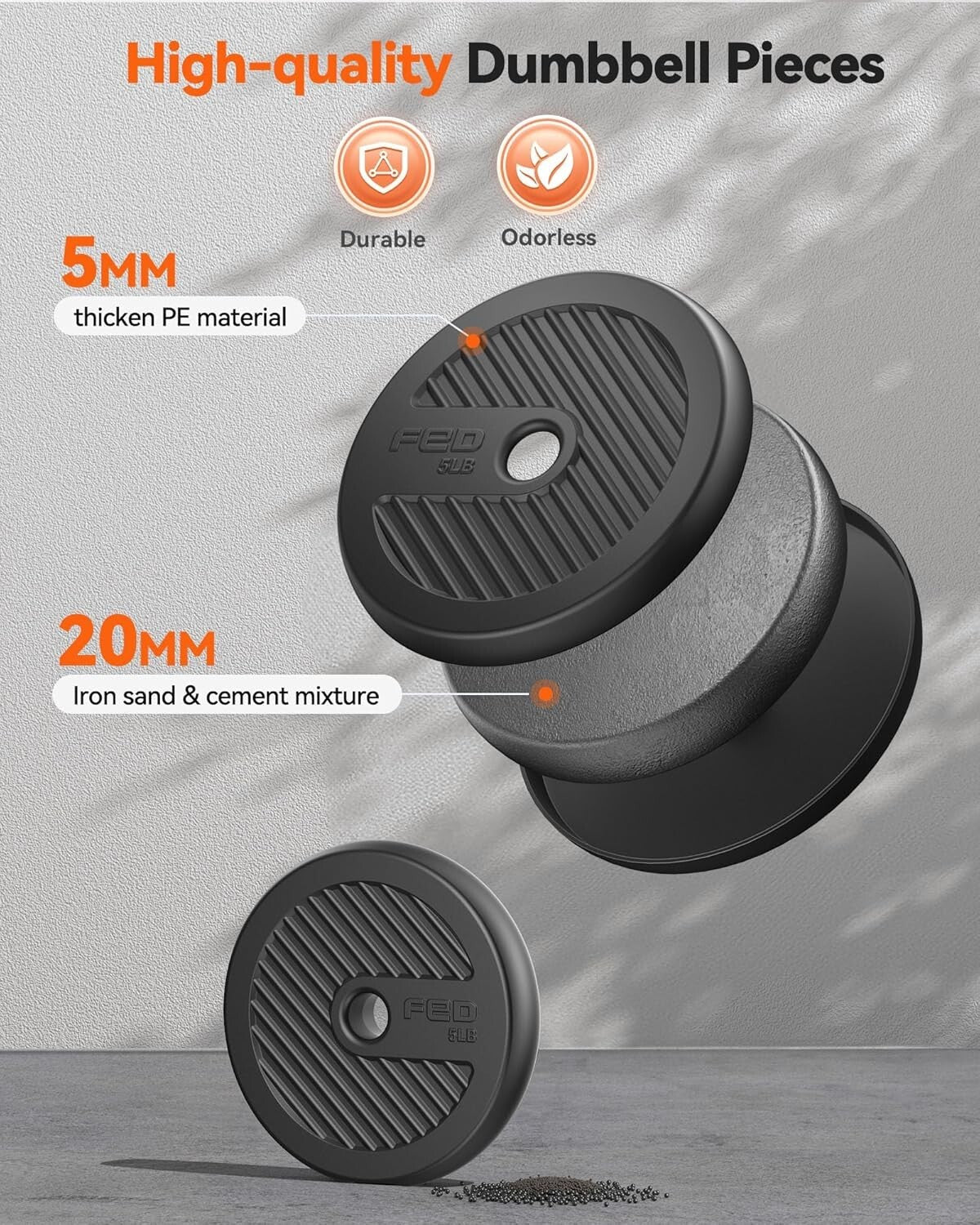 5-in-1 Adjustable Dumbbell Set: Versatile 20/30/40/45/70/90lbs Fitness Equipment