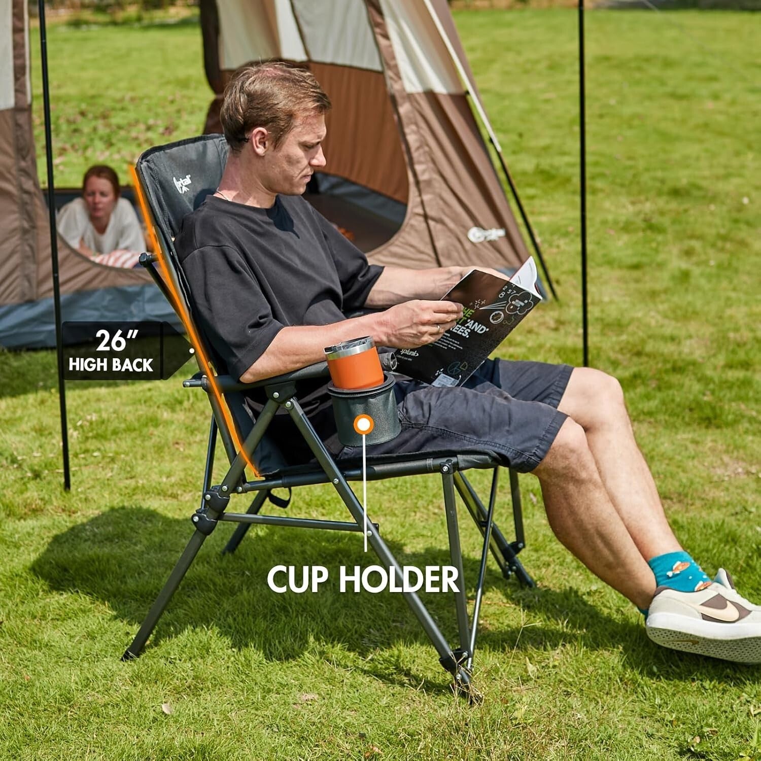Oversized Heavy-Duty Folding Camping Chair - Supports 400lbs, High Back Comfort