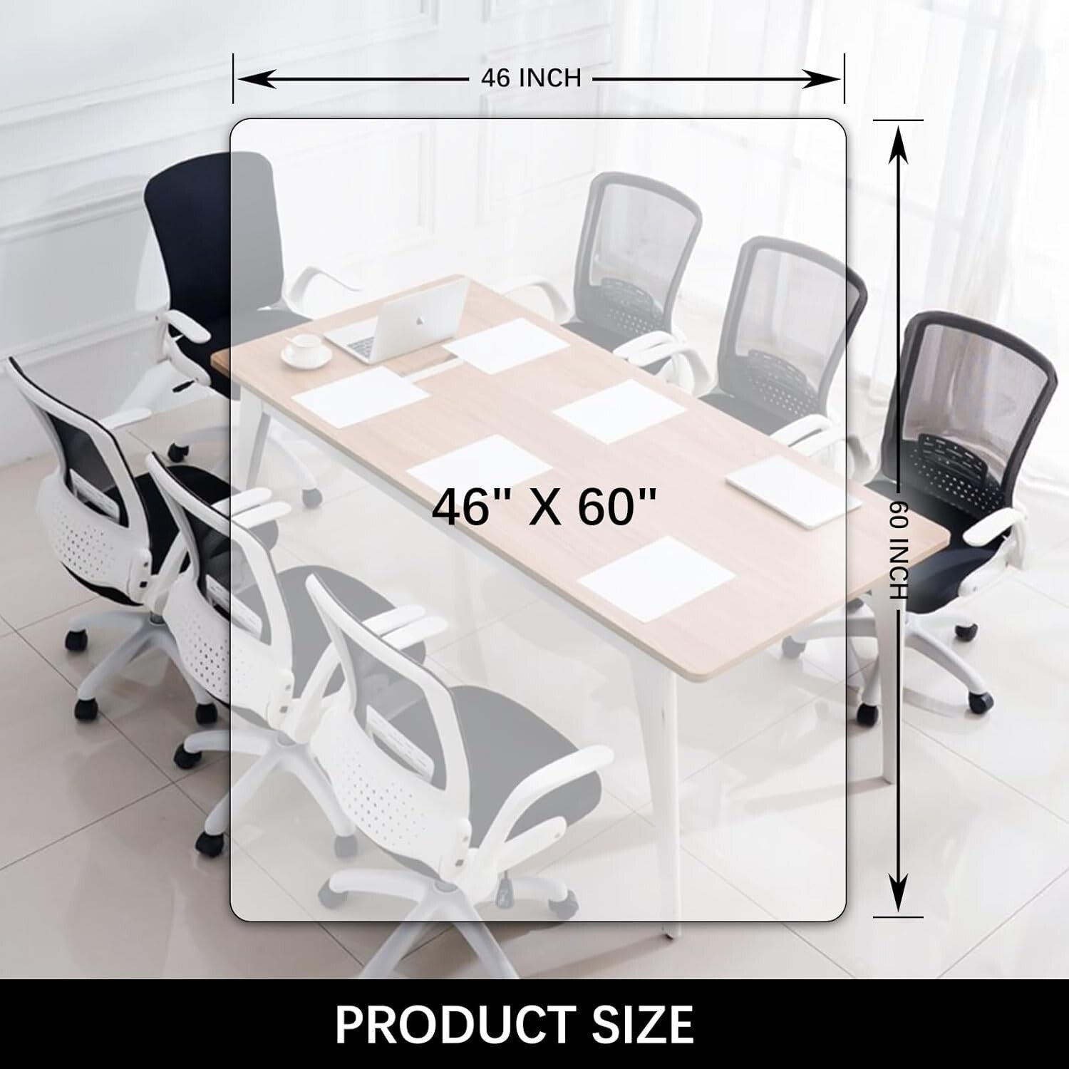 PVC Clear Chair Mat 46" x 60" - Toxin-Free Flooring Protection for Home & Office