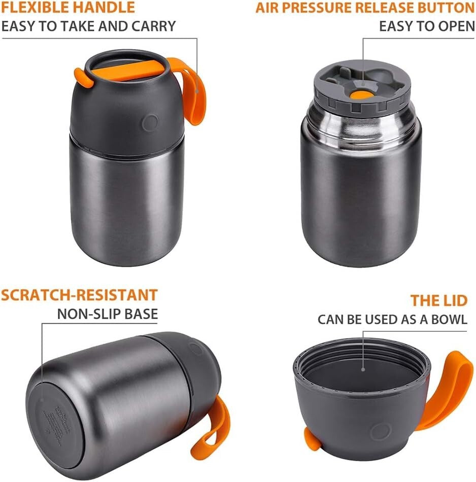 Durable Stainless Steel Insulated Lunch Containers, 2-Pack with Spoon & Fork