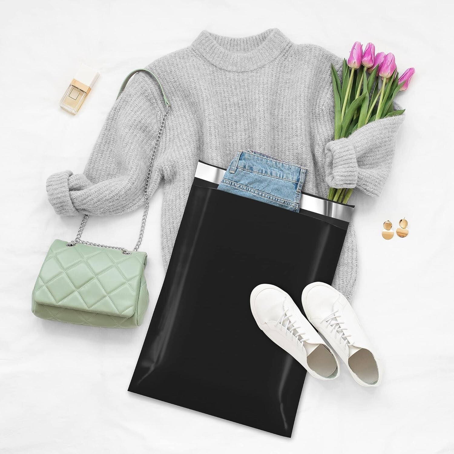 500 Bulk Poly Mailers 12x15.5'' - Strong Self-Sealing Shipping Bags for Business