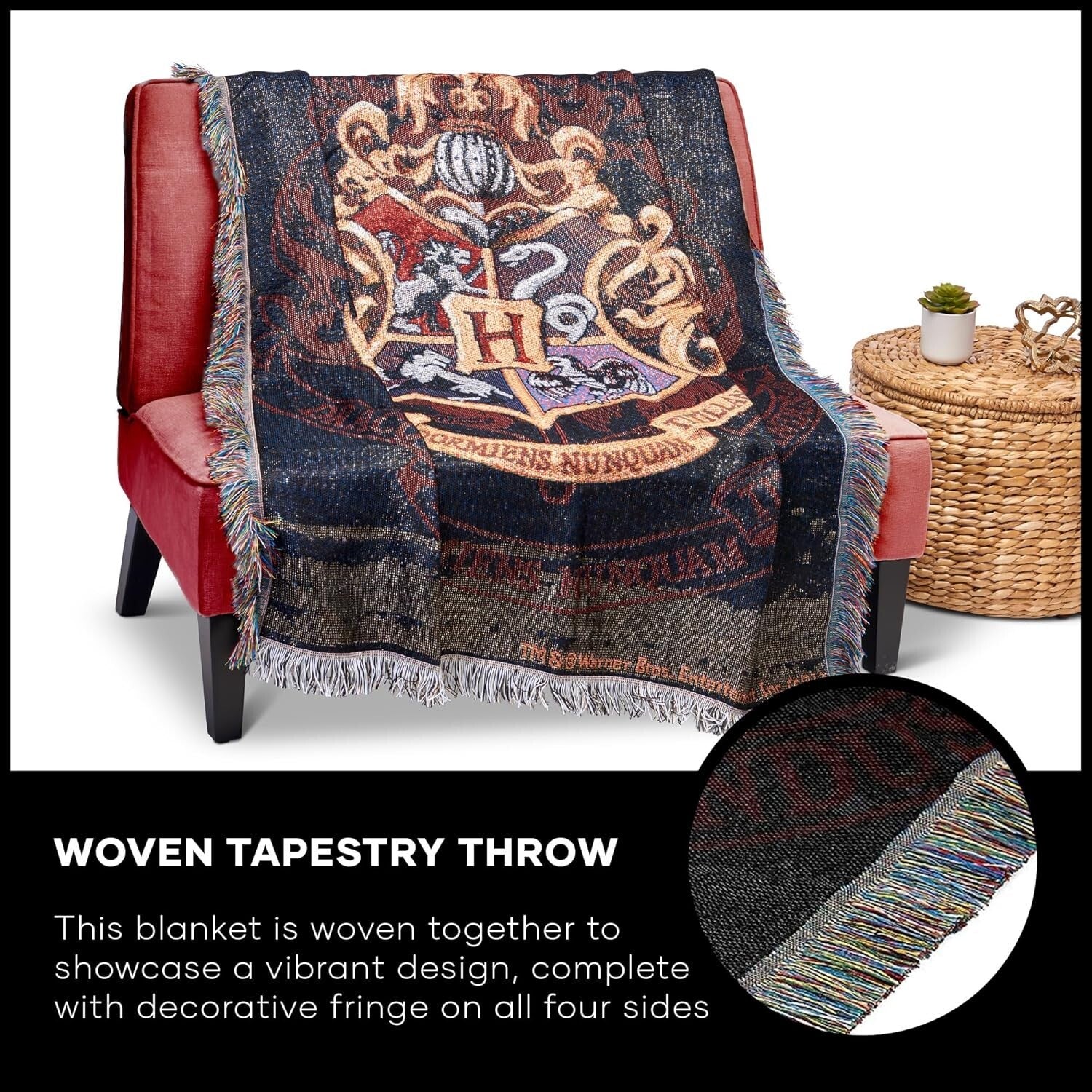 Officially Licensed 48x60 Harry Potter Throw Blanket - Vibrant Hogwarts Tapestry