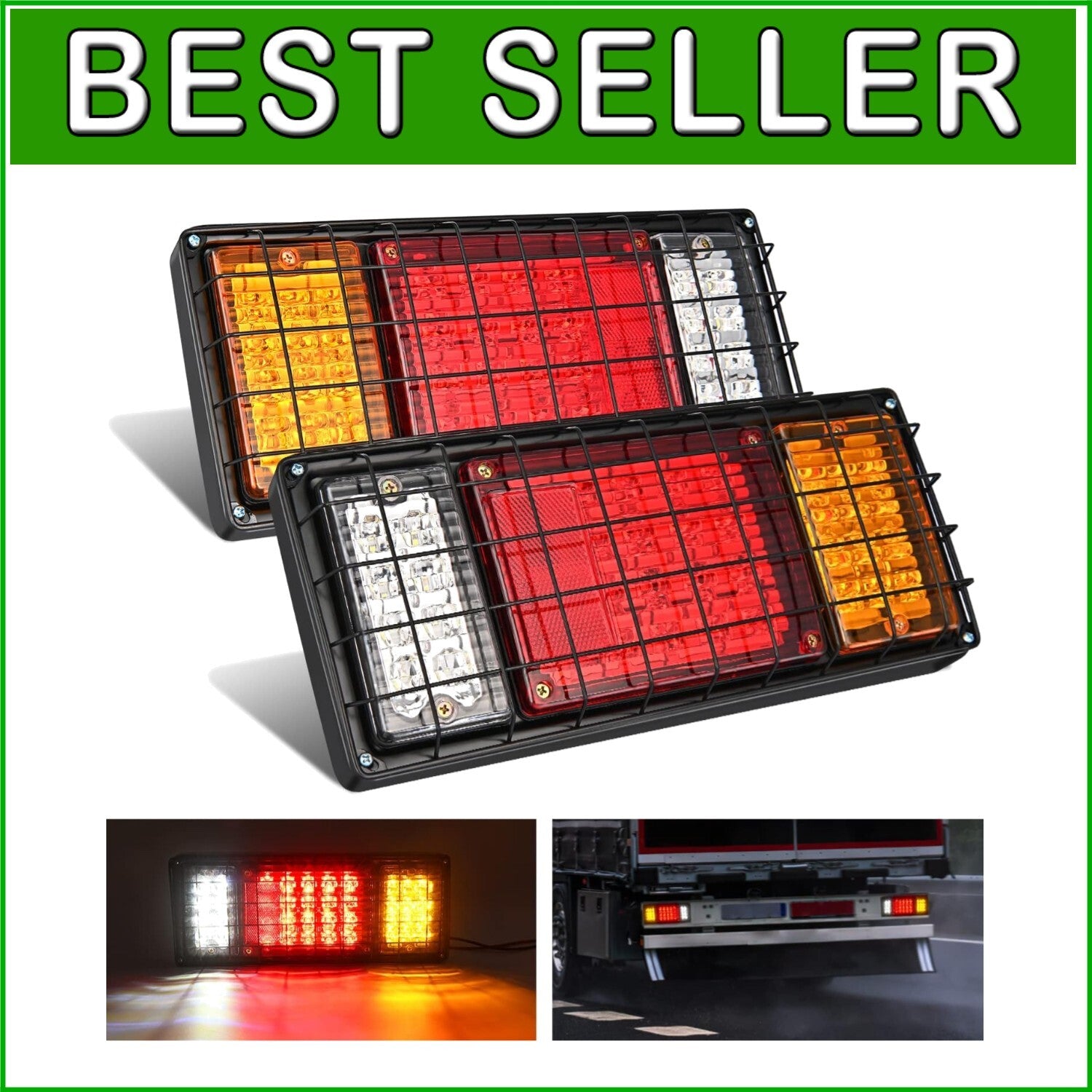 40 LED Waterproof Trailer Tail Light Kit - Clear Lens, Chrome Finish for 10-30V