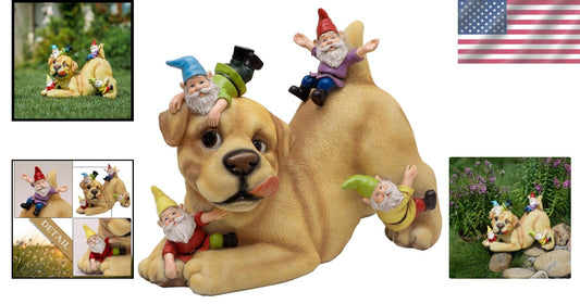 Whimsical Dog & Gnome Lawn Ornament - Perfect Gift for Housewarming & Birthdays