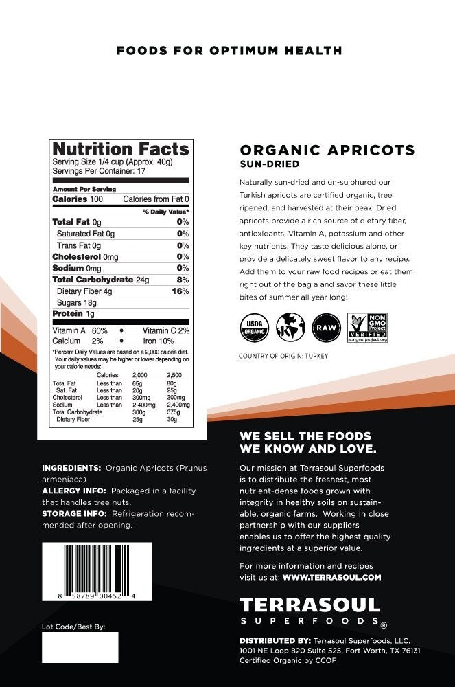 6 Lbs Certified Organic Sun-Dried Apricots - Deliciously Sweet & Fiber-Rich