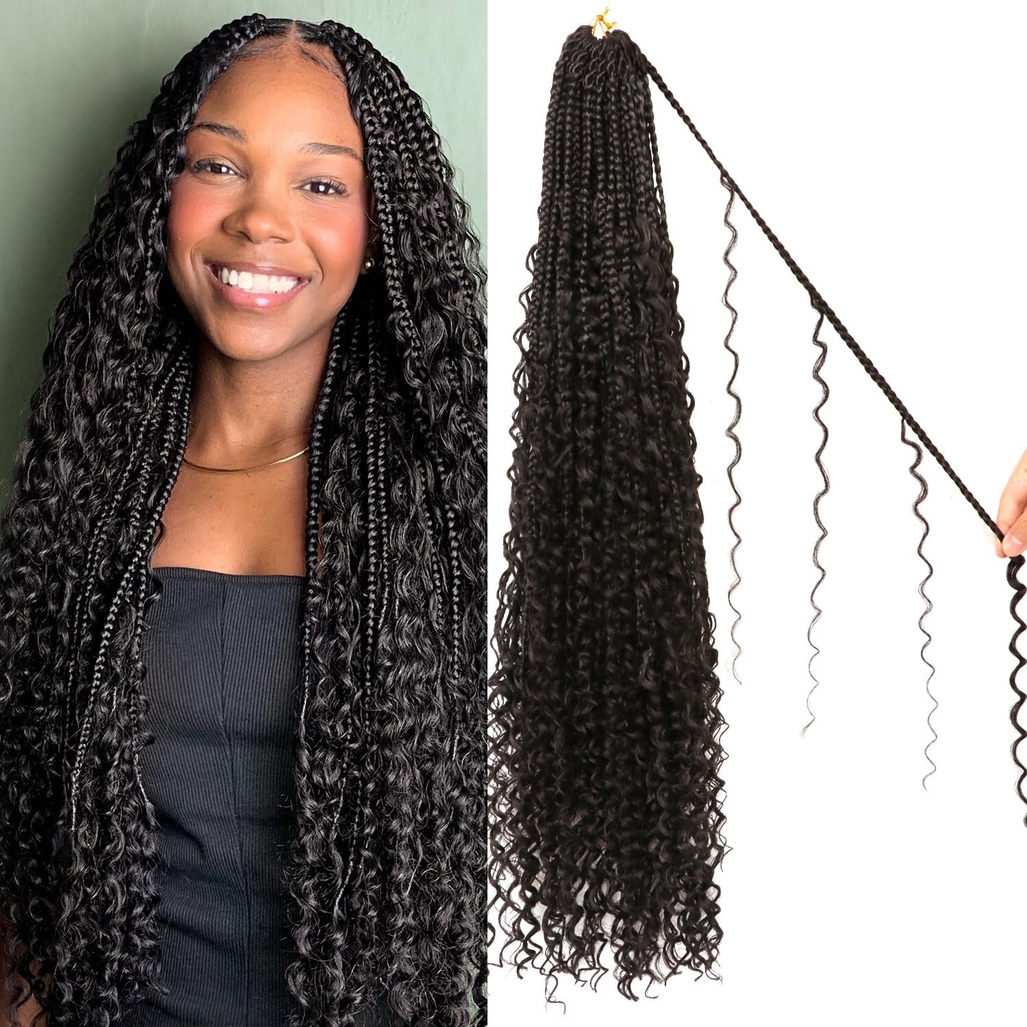 Goddess Boho Box Braids Crochet Hair - 30 Inch, 8 Packs for Effortless Style